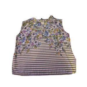 Talbots 2X Plus Tank Floral and Stripes